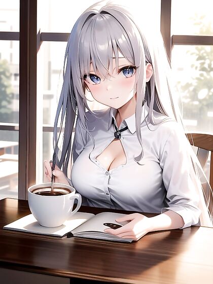 Soft Raindrops on the Window as She Reads: Long Pastel-Haired Beauty in Seductive Hentai Scene