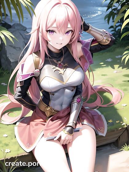 Pink-Haired Beauty in Waist-Shot Nighttime Hentai Action
