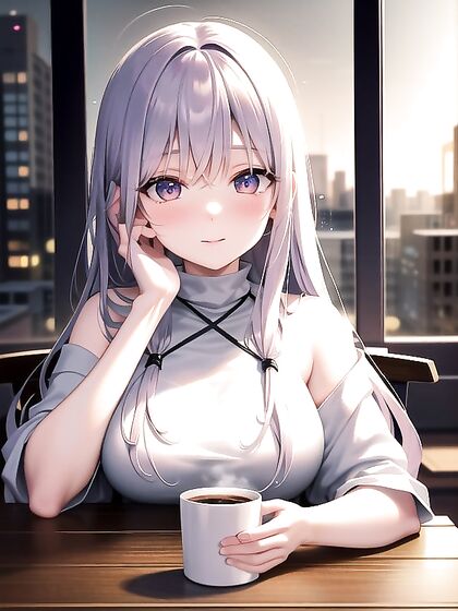 Soft Pastel hentai with Cute Oversized Cardigan and Aesthetic Layered Necklaces