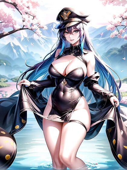 Caitlyn from League of Legends Enjoying Passionate Moments Under Golden-Purple Skies