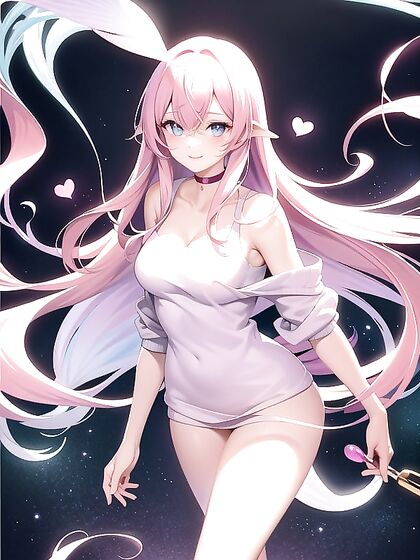 Cute Girl 18+ in Oversized Sweater with Choker Necklace and Heart-Shaped Hairpins Hentai Fun