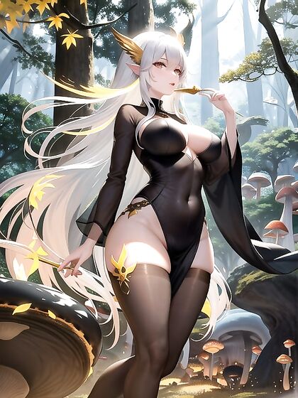 Moonlit Silver Streams and Ancient Gold-Leaved Trees in Sensual hentai Scenes