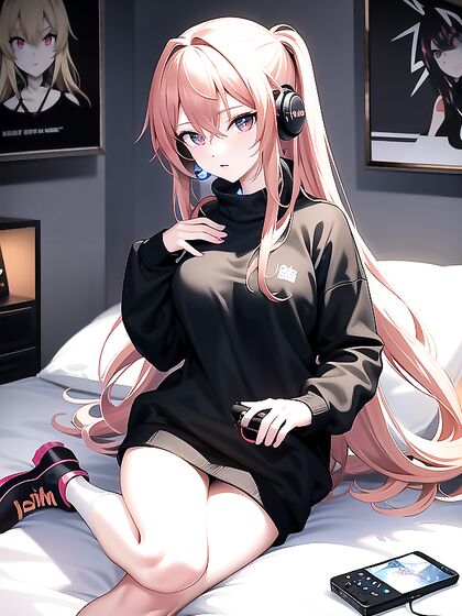 Gaming Goddess in Focus:(Controller Fun with LED Accents and Sensual Pleasure)
