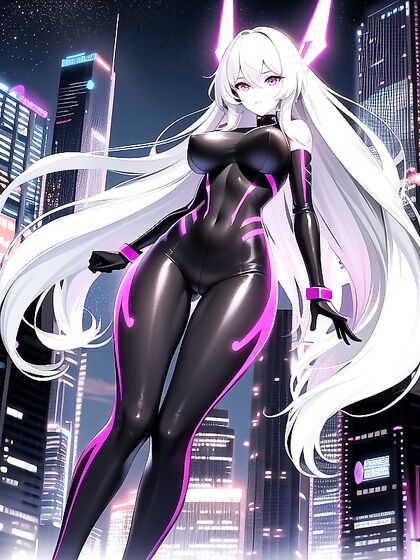 Neon-Streaked Hair Flows Wildly in the Air During Intense Hentai Action