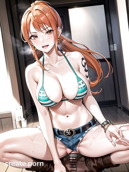 Nami Wears Sleeveless T-Shirt and Boots for Sultry Hentai Pleasure