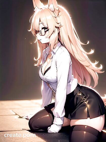 Blonde-Haired Beauty with Brown Eyes Teased in Skirt for Steamy Hentai Fun