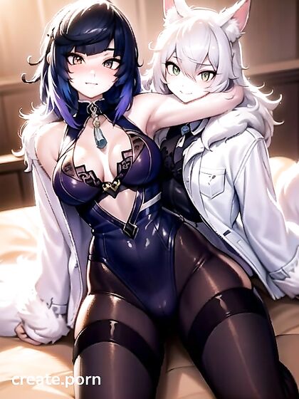 Blushingly Mischievous Furry Leaning In for Naughty Hentai Pleasure