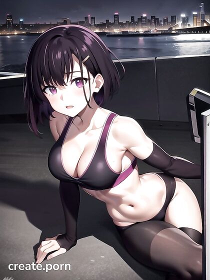 Wearing Only a Sports Bra and Undies, She Glows Under the Starlit Sky in Dark Hentai Action