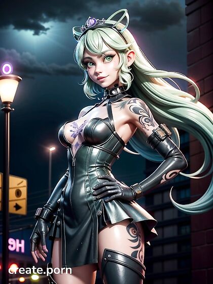 Cyberpunk City Seduction: Hands-On-Hips Action in Corset Hentai