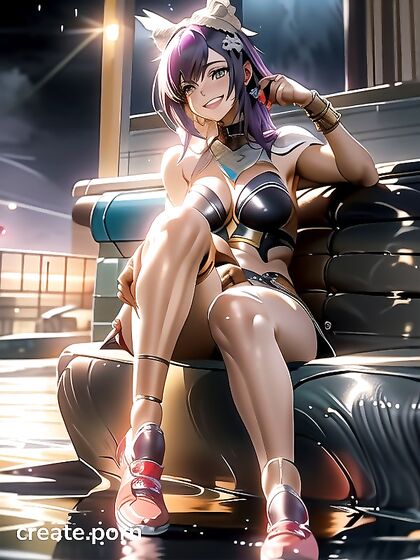 Mature Babe Sitting with Crossed Arms and Presented Feet in Horny Hentai Action
