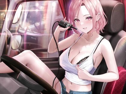 Horny Trucker Gets His Dick Sucked by Hot Chick on Roadside Pic