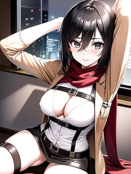 Mikasa Ackerman Smiles and Blushes in Mischievous Bedroom hentai Action