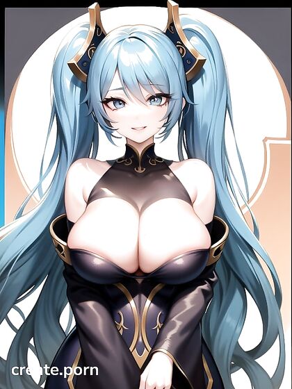 Sona from League of Legends Supports Massive Tits in Intense Bukkake Hentai Scene