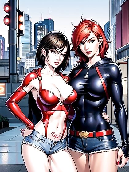 Red-Haired Tattooed Superhero Seduces in steamy Hentai Action