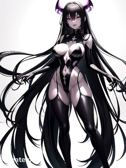 Succubus with seductive black nails teases in naughty hentai scenes