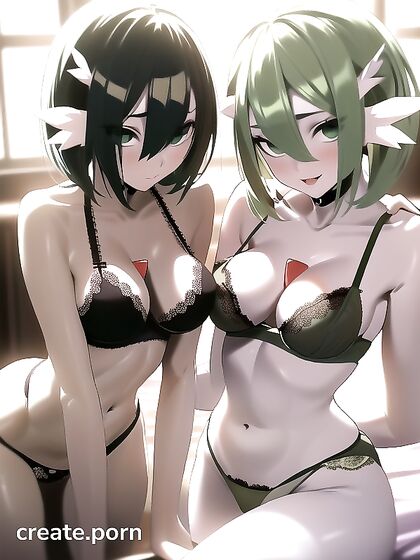 Embarrassed Green-Haired Model Seduces in Steamy Hentai Action