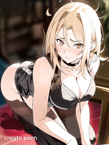 Blushing Mischievously with a Massive Ass in Seductive Waist-Shot Hentai Action