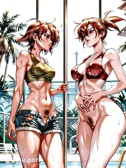 Misty from Pokémon With Messy Hair in Black & White Hentai Action