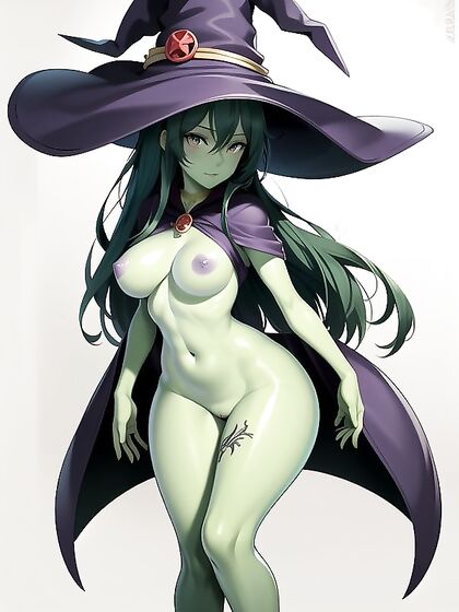 Seductive Green-Skinned Witch Unleashes Pleasure in Steamy Hentai Scenes