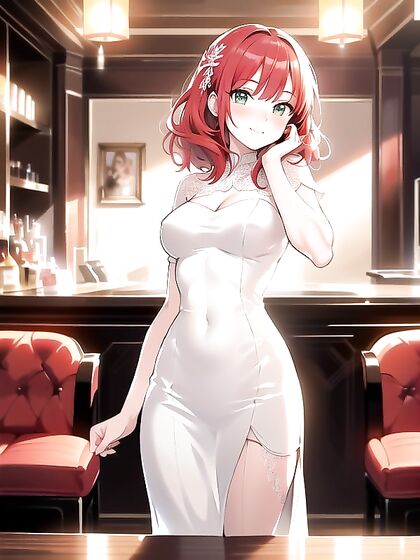 Red-Haired Beauty Stares at You While Sensually Touching Her Face in Steamy Hentai Scene