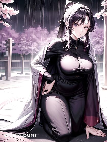 Multi-Colored Hair Beauty Spreads Her Arms Wide in Seductive Front View Hentai Scene