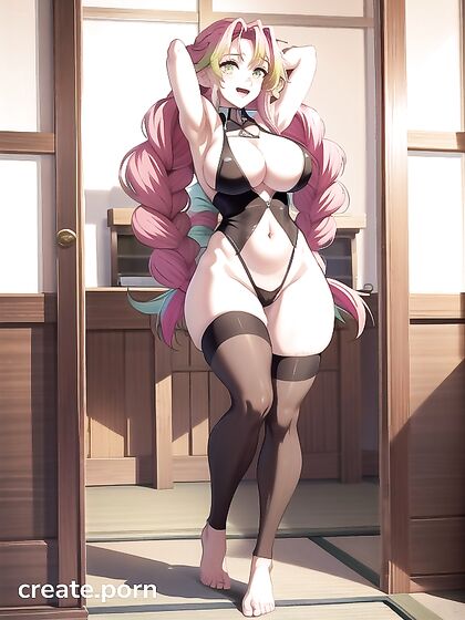 Cute Anime Girl 18+ Shows Off Her Massive Ass with Arms Raised in Steamy hentai Action