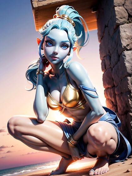 Blue-Skinned Avatar with Small Ass in Braids for Steamy Hentai Adventures