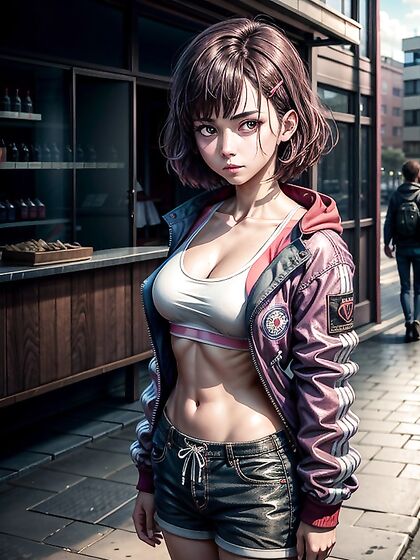 Frontal Bust Shot of Seductive Hentai Beauty in Explicit Pose