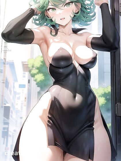 Tatsumaki from One Punch Man Soaked and Sexy in Waist-Shot hentai Action