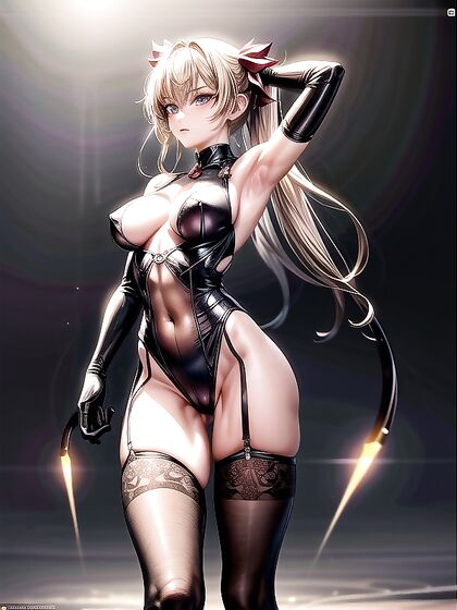 Thighs Exposed and Pantyless Fit Girl 18+ in Seductive Hentai Action