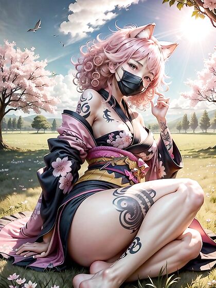 Furious Curvy Girl 18+ with Pink Wolf Tail in Wild Hentai Action