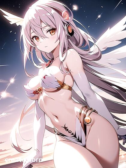 Flying High in the Clouds with Her Golden Hair Streaming in the Breeze Hentai AI