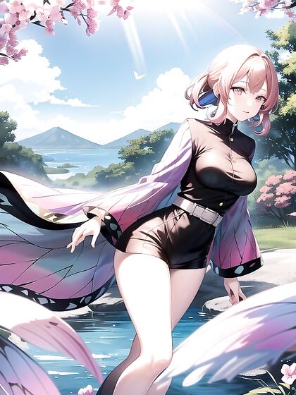 Vibrant Rainbow Waterfalls and Violet Stones inGolden-Purple Sky Hentai Pleasure