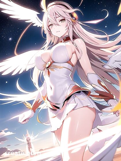 Golden-Haired Beauty Flies Through Clouds With Sun-Kissed Pale Skin in Anime