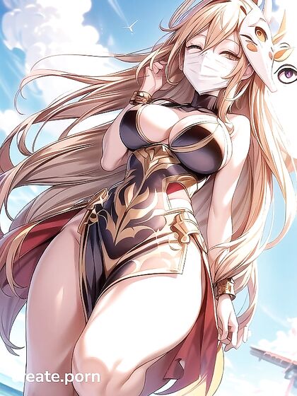 Winged Angel Goddess with Four Massive Feathers Wields Longbow in Seductive Hentai Scene