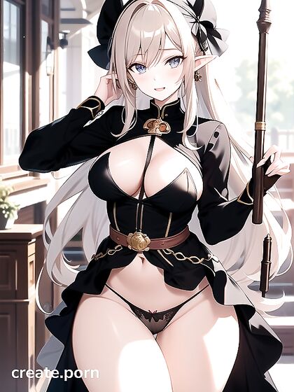 Frieren from Beyond Journey's End Teased in Tight Clothes and Lifting Her Skirt