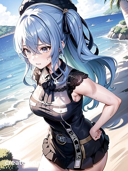 Thick Beach Babe Gets Soaked in Wet Clothes Hentai Fun