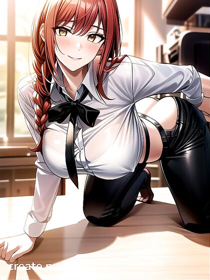 Makima Wears Tight Office Shirt for Steamy Hentai Action