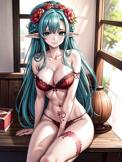 Dark-Skinned Beauty in Tattoos and Lingerie Takes You Through Steamy Hentai Scenes