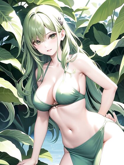 Girl 18+ with Twisted Green Ombre Hair Wears Round Sunglasses for Sexy Hentai Fun