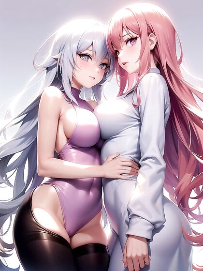 Pastel Paradise: Bubblegum Pink Lips and Retro Sunglasses in Seductive Hentai Action