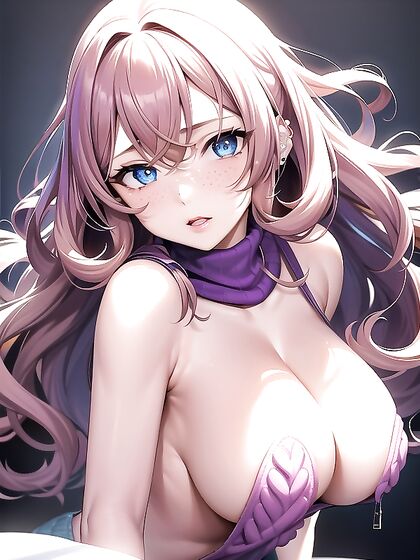 Wavy Chestnut Haired Beauty with Piercing Blue Eyes Teases in Seductive Hentai Scenes
