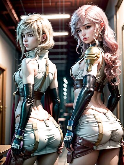 Lightning from Final Fantasy Shows Off Her Ass and Small Breasts in Steamy Hentai Action