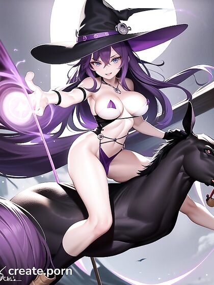 Blair from Soul Eater Seduces in a Purple Sexy Short Dress Under Moonlit Skies