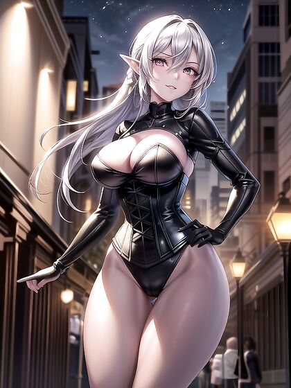 Dark-Skinned Beauty with Pink Eyes Seduces in hentai AI Action