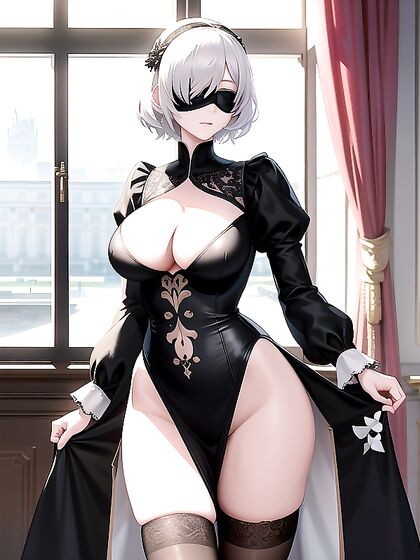 Yorha No.2 Type B Seduces in Palace with Panoramic Views for Intense Hentai Pleasure