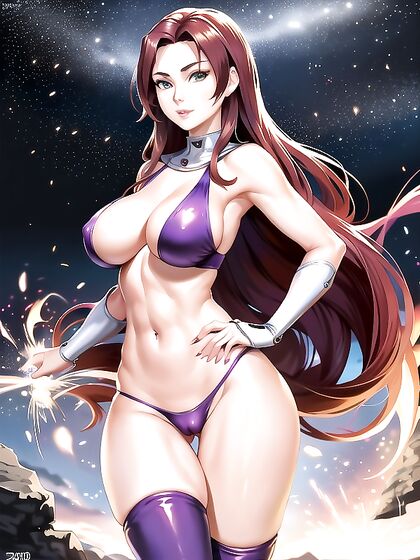 Starfire from Justice League Seduces with Her Sharp Features in MILF hentai Action