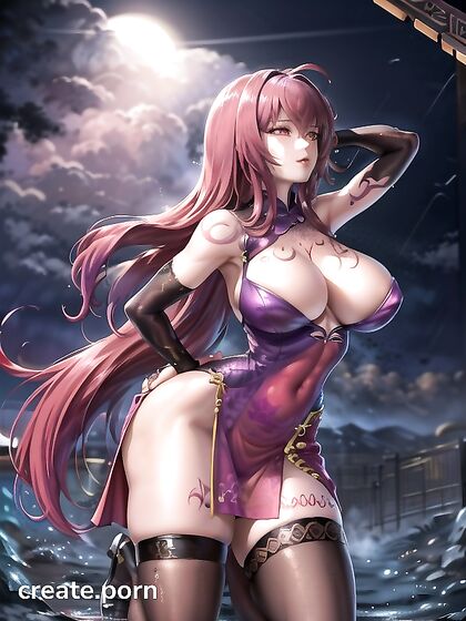 Mature Babe with Big Boobs and Violet Locks in Steamy Hentai Action