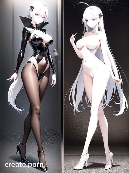Girl 18+ with White Hair and Golden Sword Sucks Cock in Hentai AIPorn