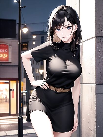 Sexy Mature Woman Poses with Hands on Hips for Sizzling Hentai Pleasure